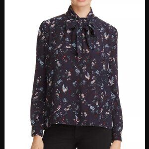 Weekend Max Mara Edmea Floral Print Tie-Neck Silk Blouse Size XL